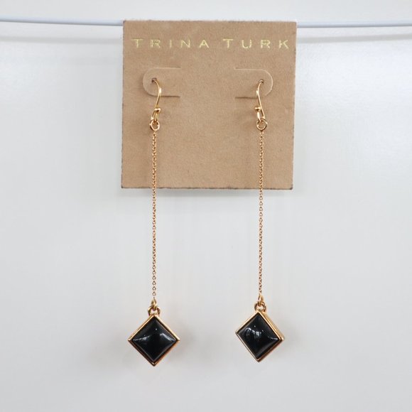 TRINA TURK Dangling  Black Squares  Earrings - Picture 5 of 5